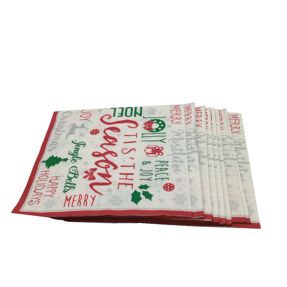 High Quality/Low Price/Beautiful cartoon pattern 2ply 1/4 folding Red Custom Christmas Paper Printed