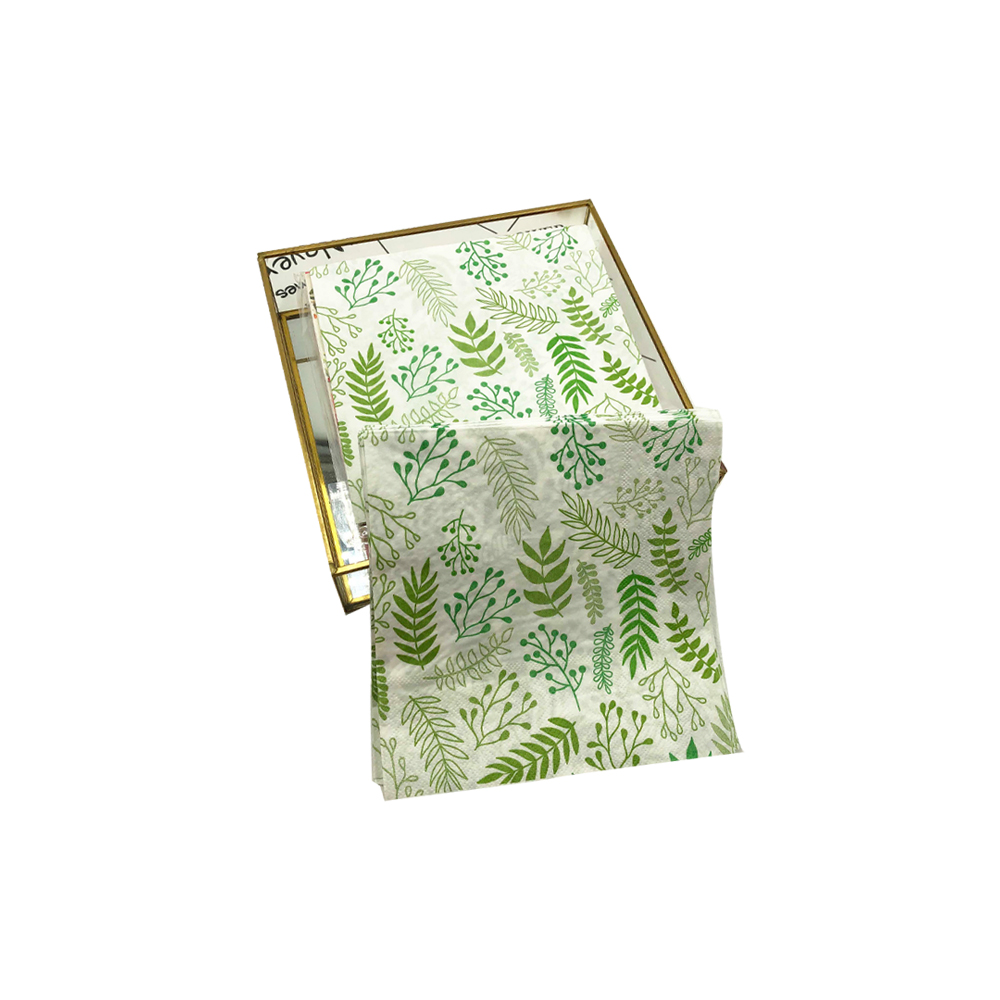 Eco-friendly green leaves virgin wood pulp disposable colorful paper napkins