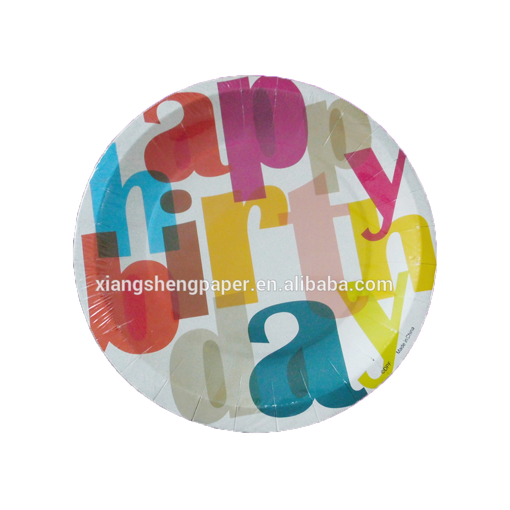 10 inch large disposable round printing paper plate