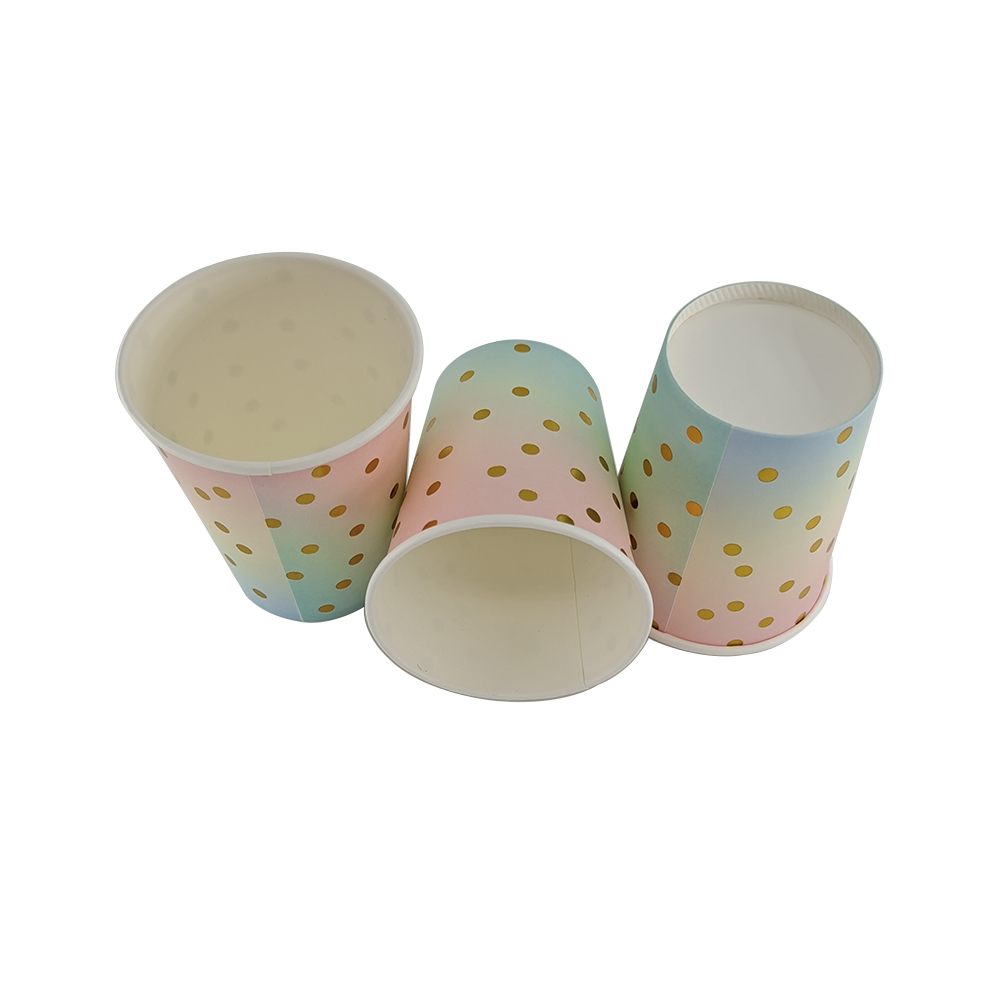 Custom disposable cheap rainbow pattern party special paper cups
